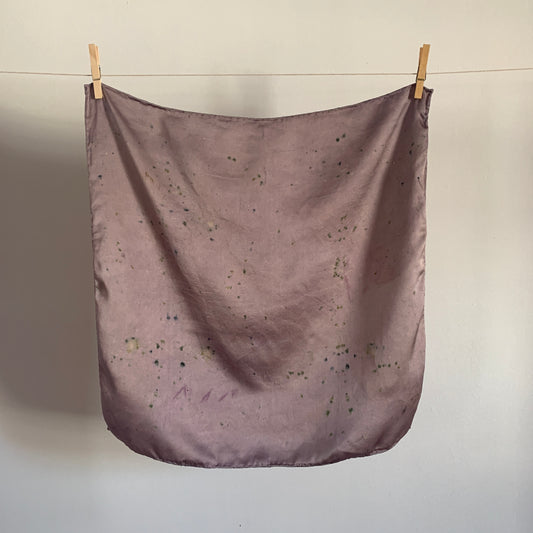 Naturally dyed silk charmeuse scarf 22x22