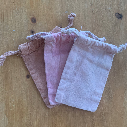 Trio of mini organic cotton bags